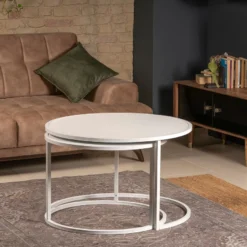 Sarjapöytä Linento Furniture Tambur, 2-osainen, valkoinen