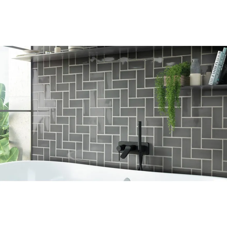 Seinälaatta Pukkila Urban Atelier Cinza Escuro, kiiltävä, sileä, 140x70mm