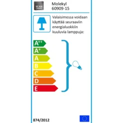 Seinävalaisin Aneta Lighting Molekyl, musta/savulasi