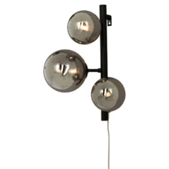 Seinävalaisin Aneta Lighting Molekyl, musta/savulasi