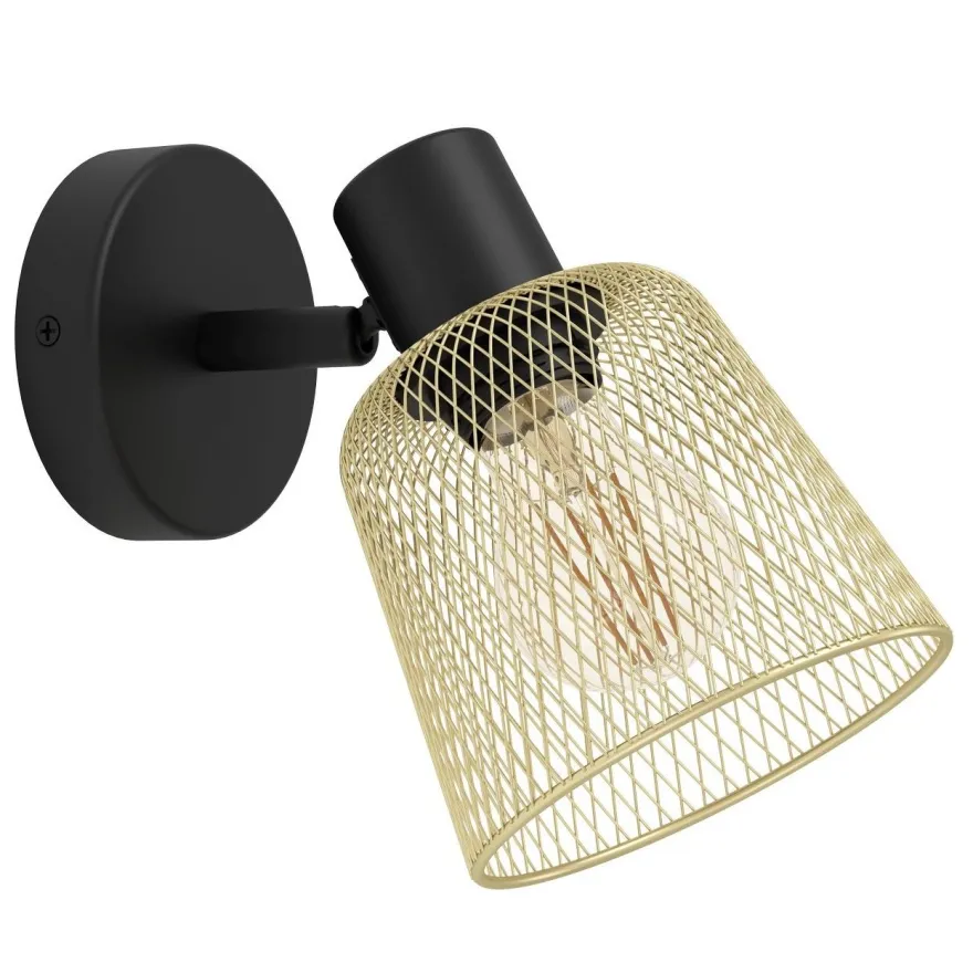 Seinävalaisin Eglo Coslada, E27, 40W, IP20, messinki/musta