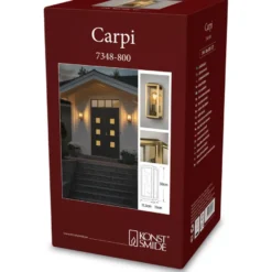 Seinävalaisin Konstsmide Carpi, E27, messinki, eri kokoja