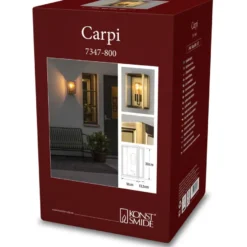 Seinävalaisin Konstsmide Carpi, E27, messinki, eri kokoja