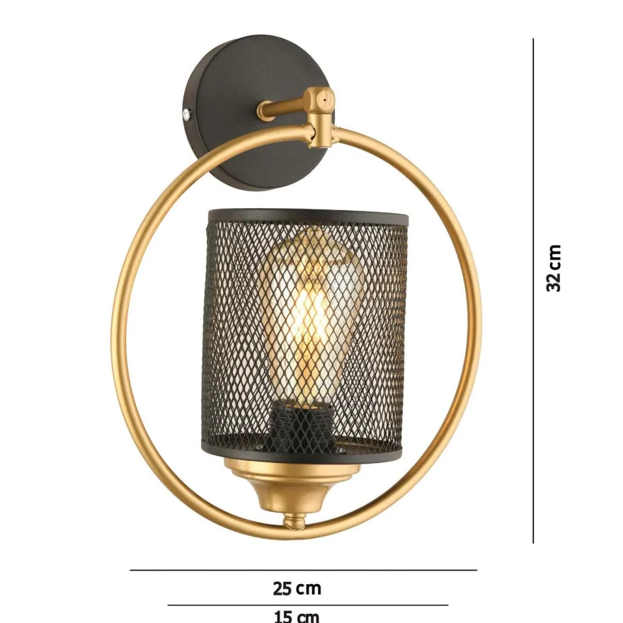 Seinävalaisin Linento Lighting AP-34, ø25cm, E27, max. 40W, IP20, musta