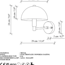 Seinävalaisin Linento Lighting Togg 2, Ø20cm, E14, eri värejä