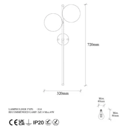 Seinävalaisin Linento Lighting Fazli, 2-osainen, kulta