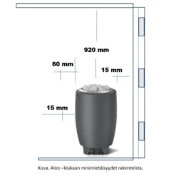 Sähkökiuas Aino-kiuas, 9kW, 8-12m³, erillinen ohjaus, Silver Moonlit