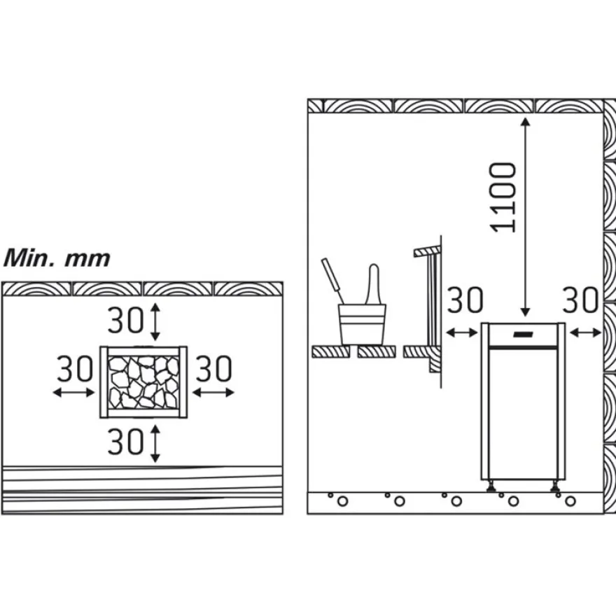 Sähkökiuas Harvia Virta HL90, 9kW, 8-14m³, erillinen ohjaus, musta