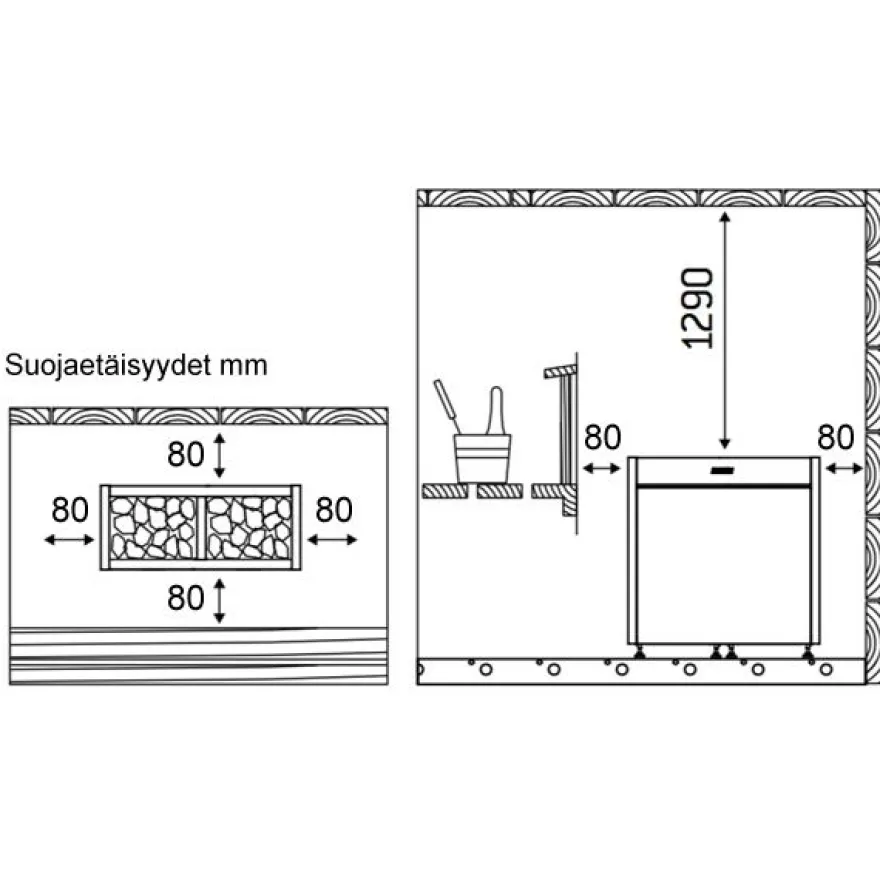Sähkökiuas Harvia Virta Pro HL220, 21.6kW, 22-32m³, erillinen ohjaus, musta