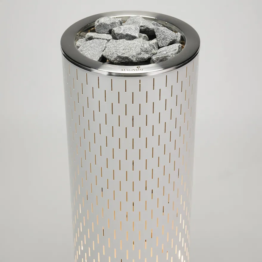 Sähkökiuas Magnum Sade, 9.0kW, 8-15m³, LED-valoilla, erillinen ohjaus, valkoinen