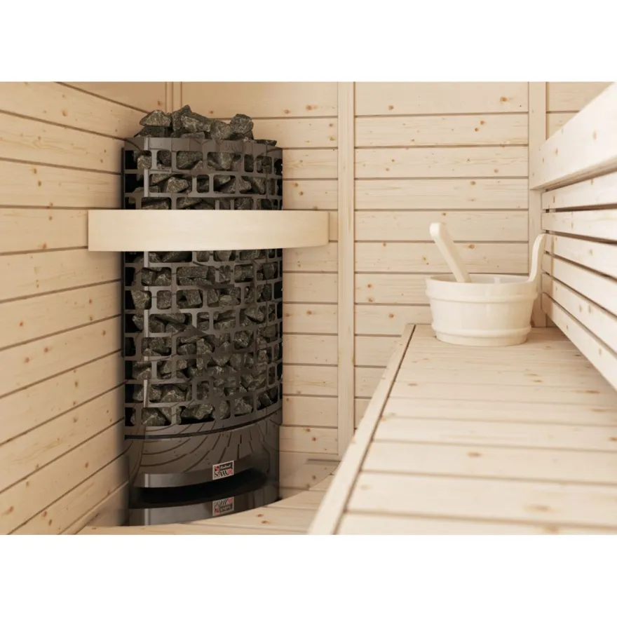 Sähkökiuas SAWO Aries Corner Black NS, 9kW, 8-14m³, erillinen ohjaus