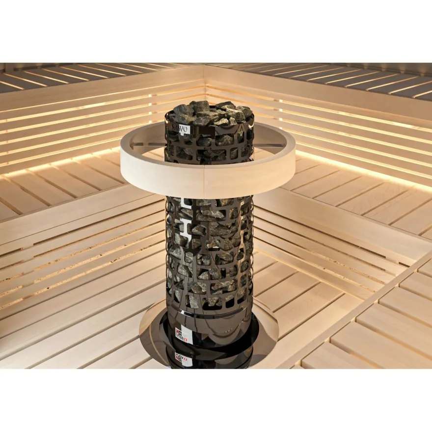 Sähkökiuas SAWO Aries Round Black NS, 4.5kW, 3-6m³, erillinen ohjaus