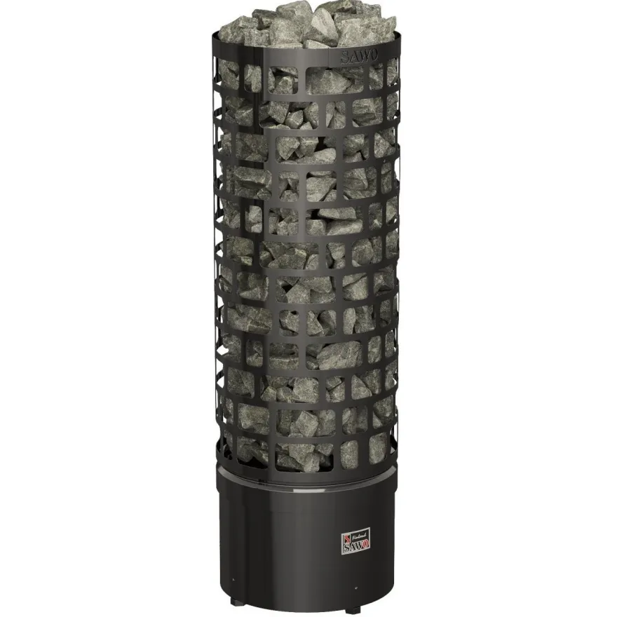 Sähkökiuas SAWO Aries Round Black NS, 4.5kW, 3-6m³, erillinen ohjaus