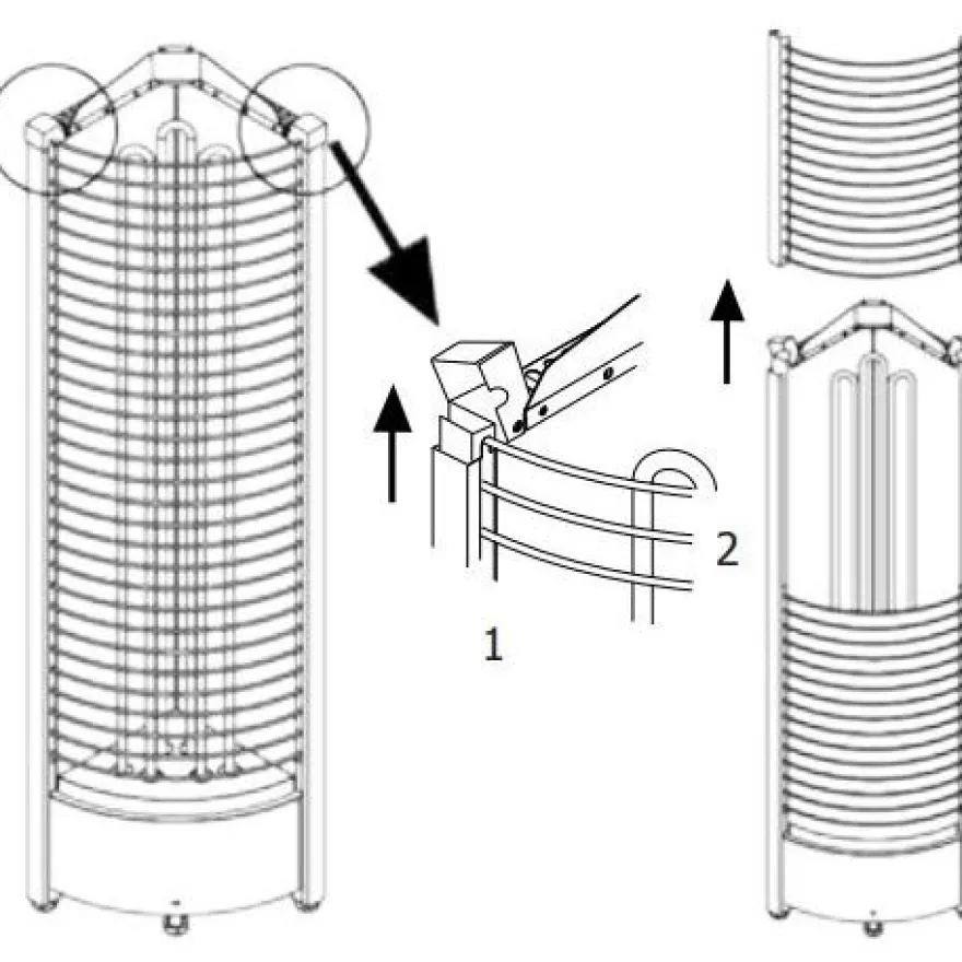 Sähkökiuas SAWO Tower Corner Ni2, 4.5kW, 3-6m³, erillinen ohjaus