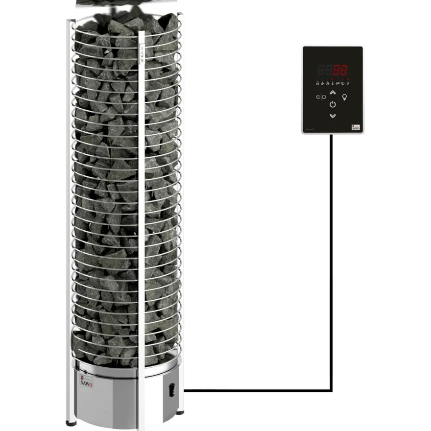 Sähkökiuas SAWO Tower Wall Ni2, 6kW, 5-8m³, erillinen ohjaus