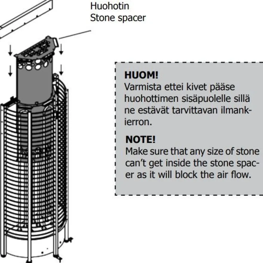 Sähkökiuas SAWO Tower Wall Ni2, 6kW, 5-8m³, erillinen ohjaus