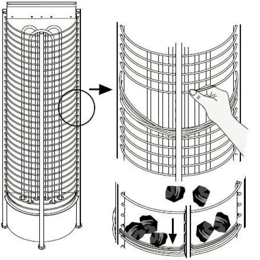 Sähkökiuas SAWO Wall Tower, 9kW, 8-15m³, kiinteä ohjauskeskus