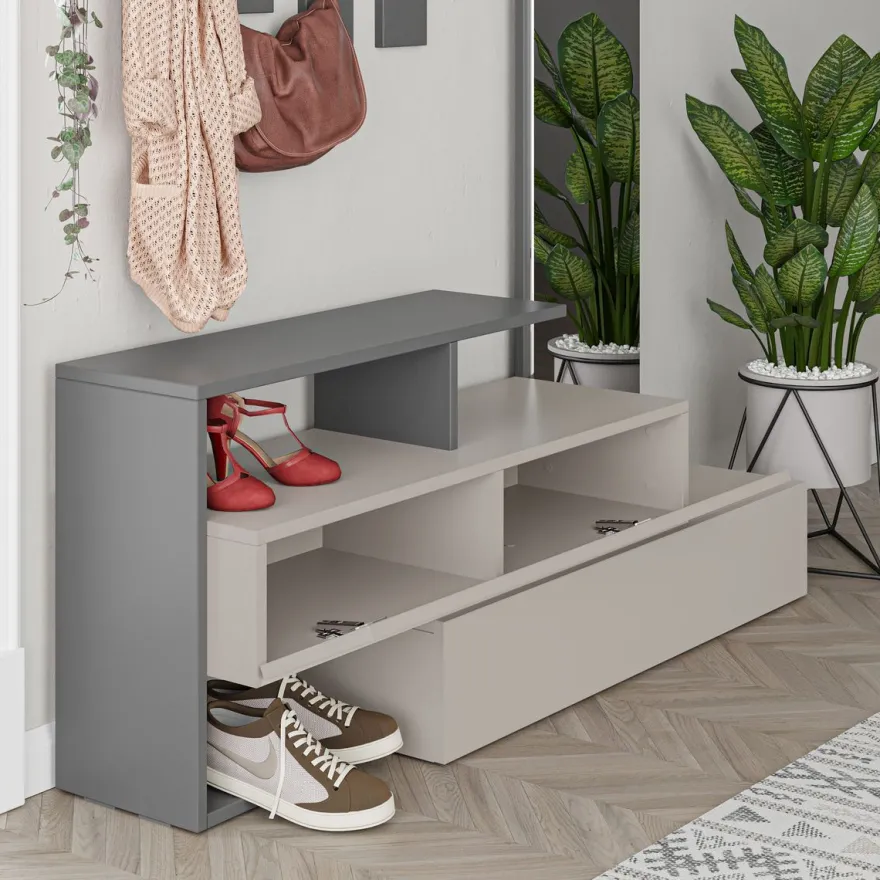 Säilytyskokonaisuus eteiseen Linento Furniture Ramda mokka/antrasiitti