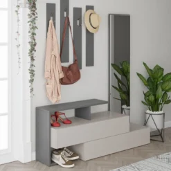 Säilytyskokonaisuus eteiseen Linento Furniture Ramda mokka/antrasiitti