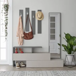 Säilytyskokonaisuus eteiseen Linento Furniture Ramda mokka/antrasiitti