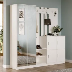 Säilytyskokonaisuus eteiseen Linento Furniture Dd9, valkoinen