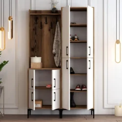 Säilytyskokonaisuus Linento Furniture Berlin BA, ruskea/valkoinen