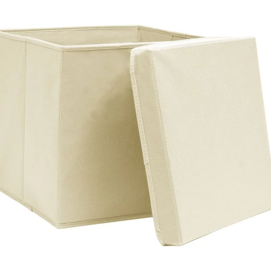 Säilytyslaatikot kansilla 10 kpl 28x28x28 cm kerma