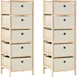 Säilytystelineet 5-kangaskorilla, 2 kpl, setripuu beige
