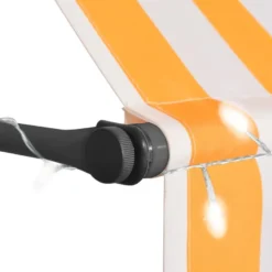 Sisäänkelattava markiisi ledillä 100 cm valkoinen ja oranssi