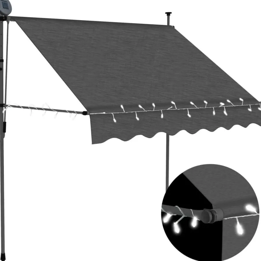 Sisäänkelattava markiisi ledillä 200 cm antrasiitti