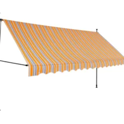 Sisäänkelattava markiisi ledillä 350 cm keltainen ja sininen