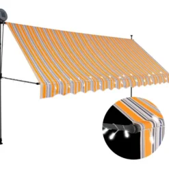 Sisäänkelattava markiisi ledillä 350 cm keltainen ja sininen