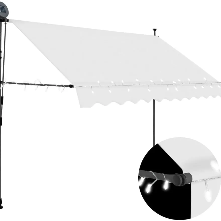 Sisäänkelattava markiisi ledillä 250 cm kerma