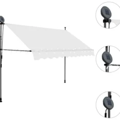 Sisäänkelattava markiisi ledillä 250 cm kerma