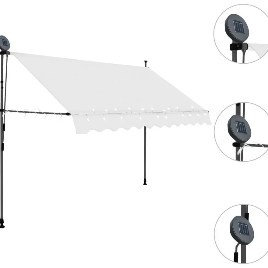 Sisäänkelattava markiisi ledillä 250 cm kerma