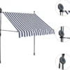 Sisäänkelattava markiisi ledillä 150 cm sininen ja valkoinen