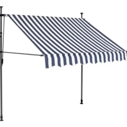 Sisäänkelattava markiisi ledillä 150 cm sininen ja valkoinen