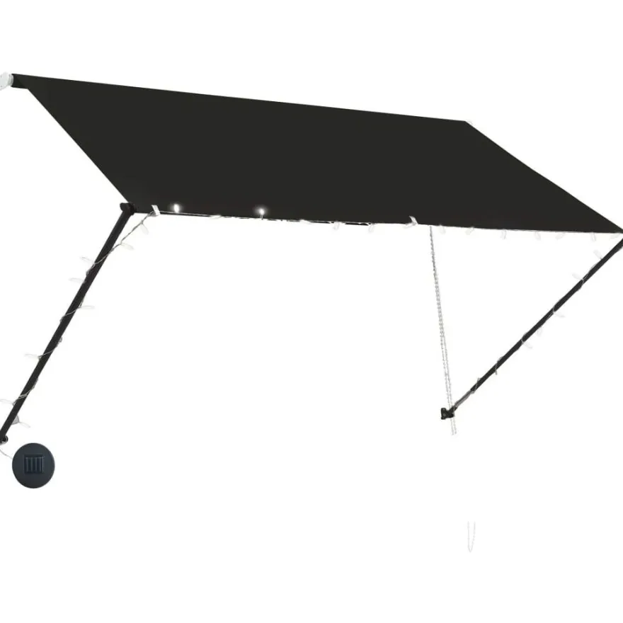 Sisäänkelattava markiisi ledillä 250x150 cm antrasiitti
