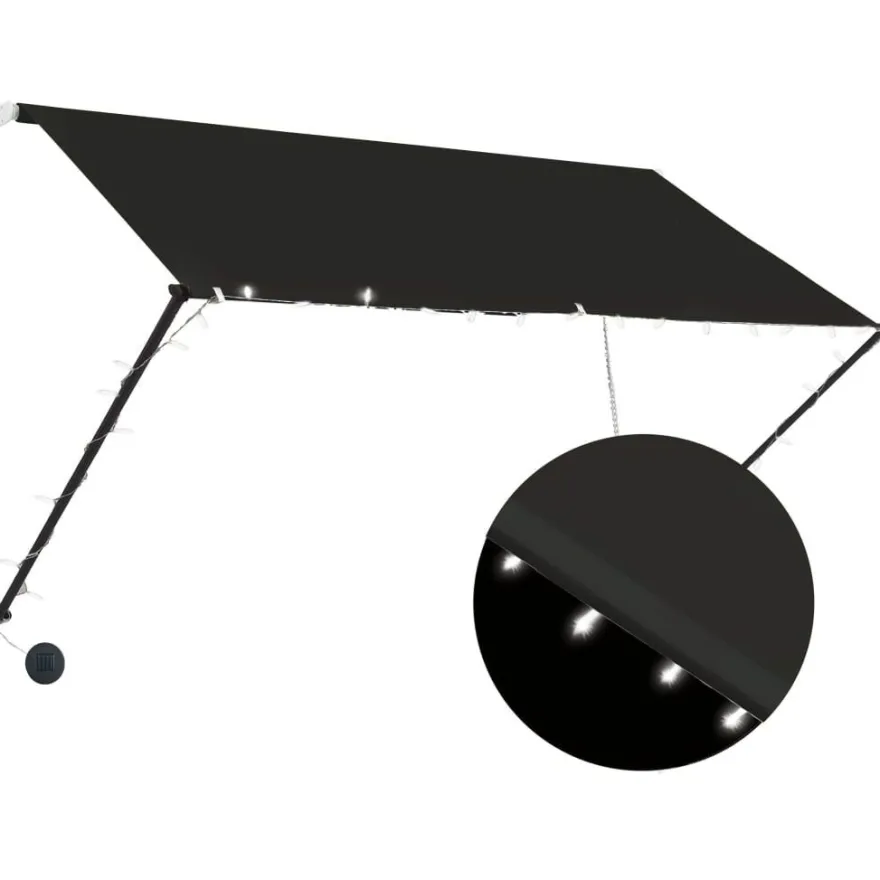 Sisäänkelattava markiisi ledillä 250x150 cm antrasiitti