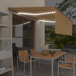 Sisäänkelattava markiisi, 4x3 m, verho/LED/tuulisensori, eri värejä (14355)