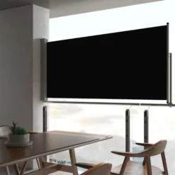 Sisäänvedettävä terassin sivumarkiisi, 60x300 cm, musta