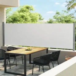 Sisäänvedettävä terassin sivumarkiisi, 140x600 cm, kerma