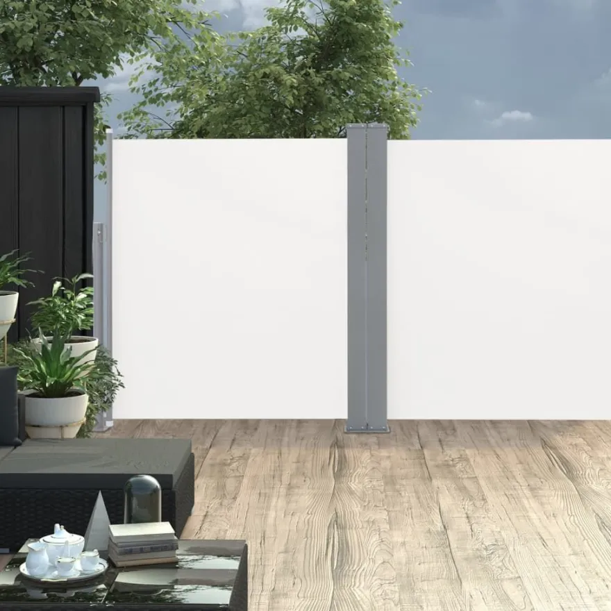 Sisäänvedettävä terassin tuplasivumarkiisi, 170x600 cm, kerma