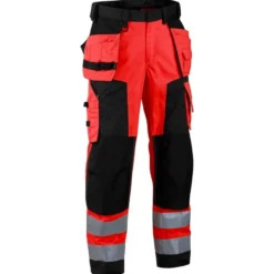 Softshell-riipputaskuhousut Blåkläder 1567 Highvis, punainen/musta