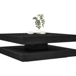 sohvapöytä 360 astetta kääntyvä musta tammi 90x90x34,5 cm (21352)