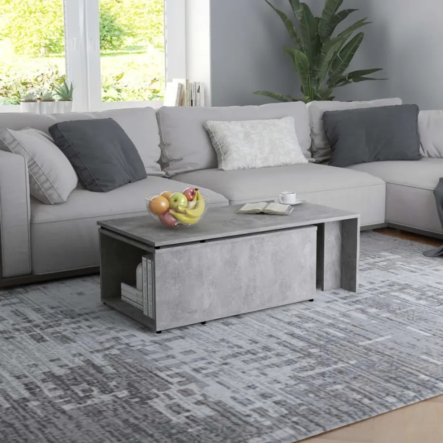 Sohvapöytä betoninharmaa 150x50x35 cm lastulevy