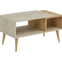 Sohvapöytä Linento Furniture Austin, 90x50cm, ruskea/beige travertiinikuosi
