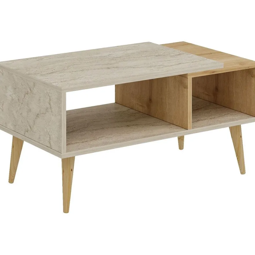 Sohvapöytä Linento Furniture Austin, 90x50cm, ruskea/beige travertiinikuosi