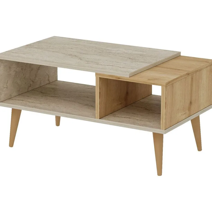 Sohvapöytä Linento Furniture Austin, 90x50cm, ruskea/beige travertiinikuosi