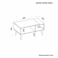 Sohvapöytä Linento Furniture Austin, 90x50cm, ruskea/beige travertiinikuosi